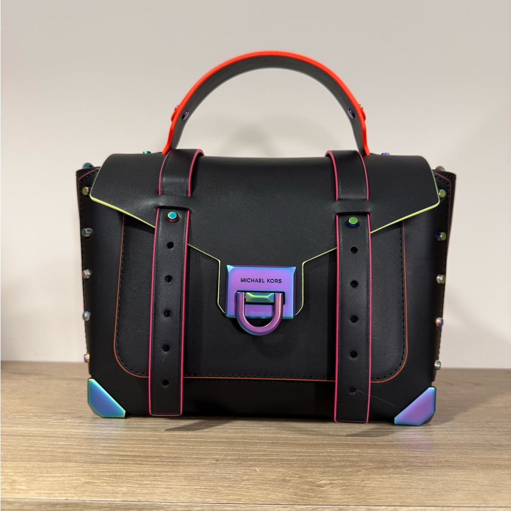Michael Kors Black Handbag with Colorful Accents